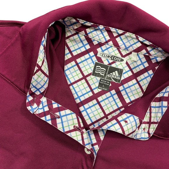 Adidas Large Plum Climacool Polo Womens Polo Gold Athletic 1/4 Button - Picture 2 of 5